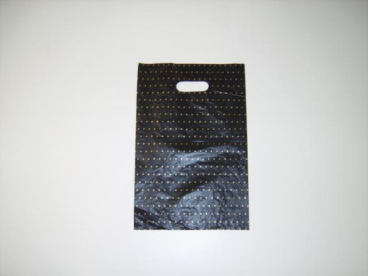 SMALL PLASTIC BAG BLACK WITH GOLD DOTS